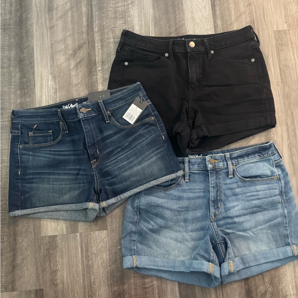 Women's Denim Shorts Trio - Black and Blue